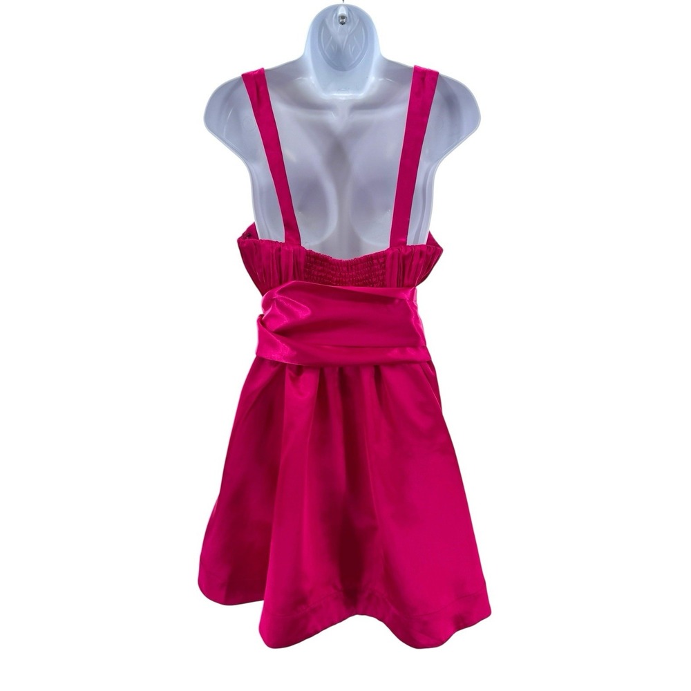 Maeve Anthropologie Pink Satin Bow Smocked Mini Party Dress Size 10 - Picture 5 of 9
